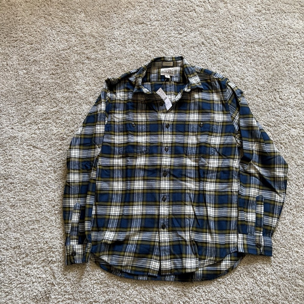 J Crew Large classic fit double‎ brushed cotton mid weight flannel shirts Medium